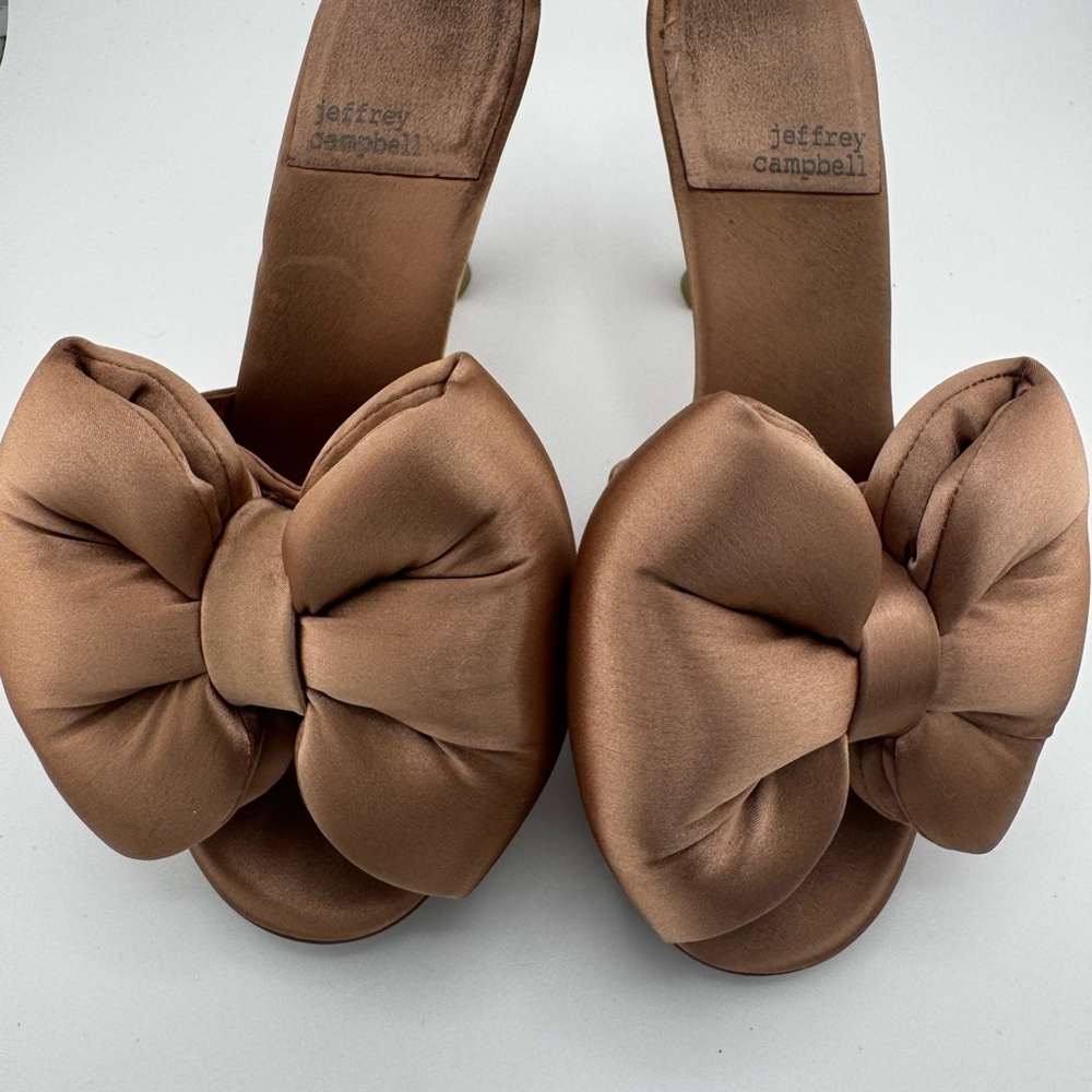 Jeffrey Campbell Rose Gold/Brownish Bow Mules